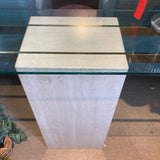 Italian Artedi Travertine Brass & Glass Top CONSOLE TABLE 54Wx14Dx30H