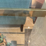 Italian Artedi Travertine Brass & Glass Top CONSOLE TABLE 54Wx14Dx30H