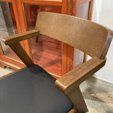 Hoft Home Zola Vegan Leather DINING CHAIRS Black/Walnut 19.5w23.5d30.5h