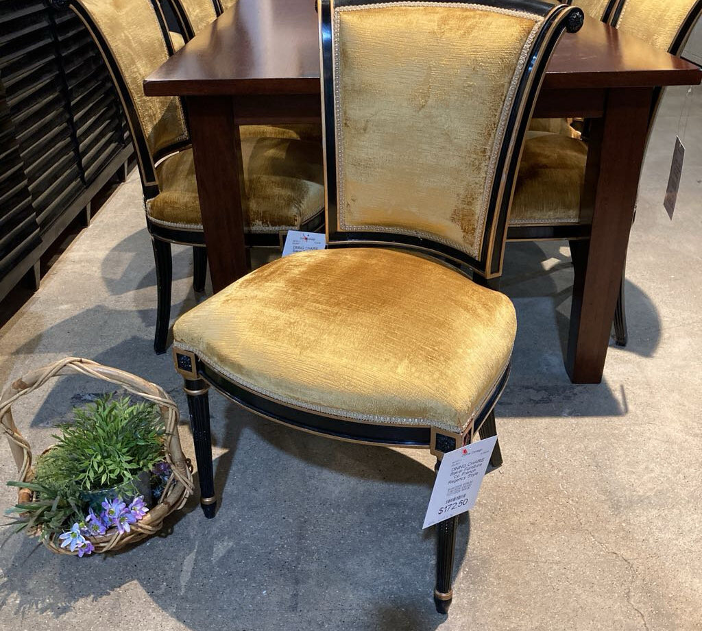 Baker Furniture Co. French Regency Style Gold Velvet DINING CHAIRS 21Wx19Dx36H