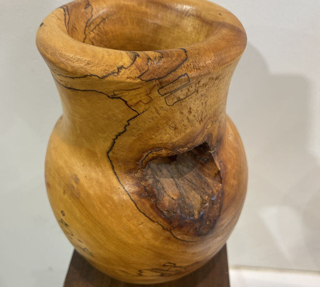 Ben Whaley Signed Spalted Sycamore Wood Vase Dated 1991 ACCESSORIES 6.5Wx9H