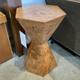 Billie Burl Wood Hexagon SIDE TABLE 17Wx28H