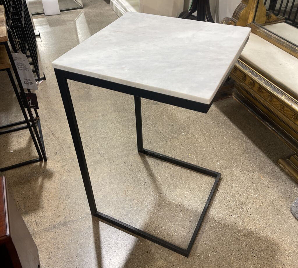 Loft Lawler Black Metal w/ Marble Top SIDE TABLE 16Wx26H