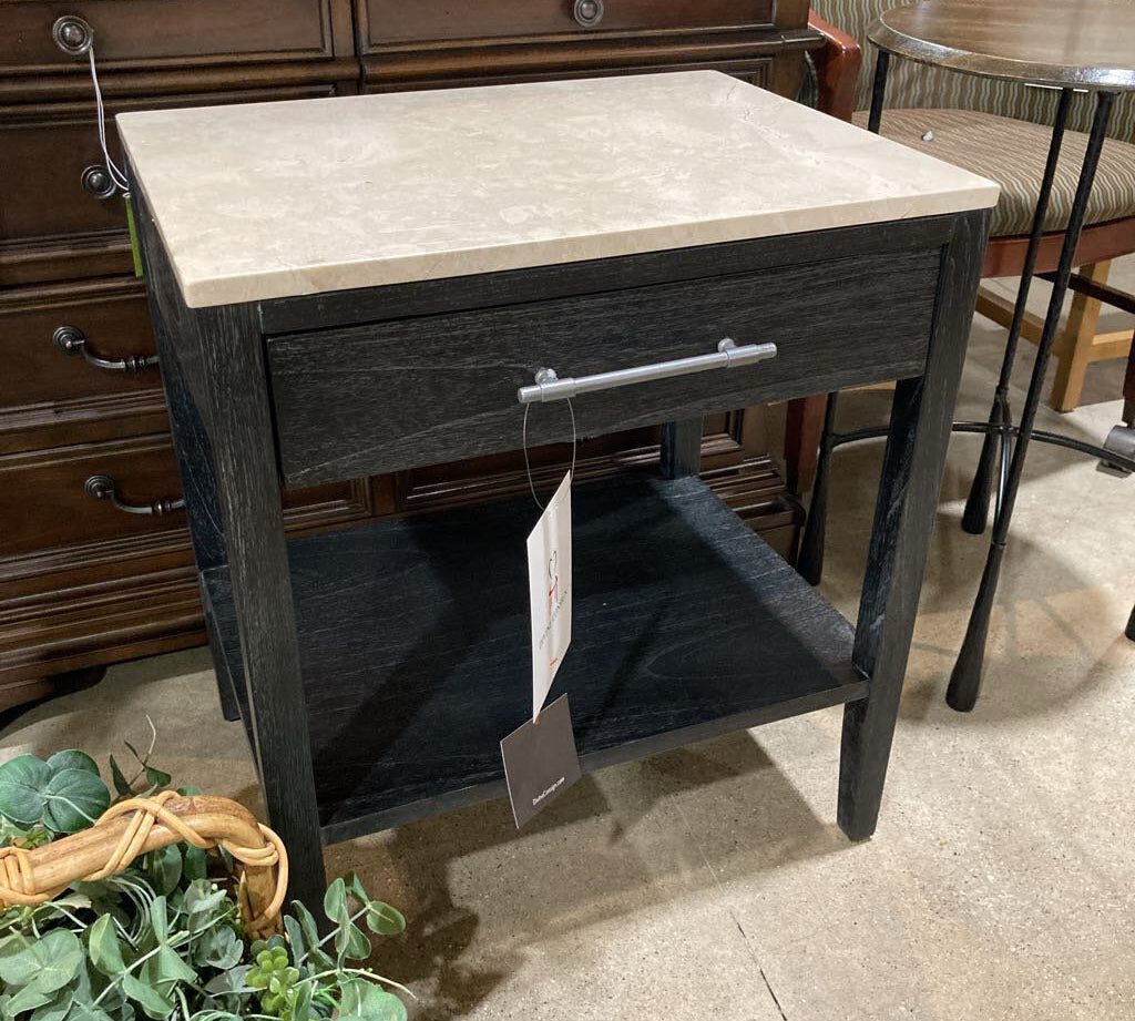 Averly 1-Drawer NIGHTSTAND Black/White 22Wx17Dx25H