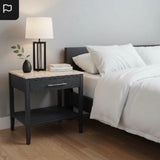 Averly 1-Drawer NIGHTSTAND Black/White 22Wx17Dx25H