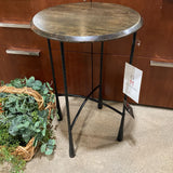 Bastian Sculptural Metal Base Wood Top SIDE TABLE 17Wx28H