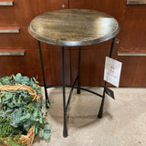 Bastian Sculptural Metal Base Wood Top SIDE TABLE 17Wx28H