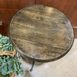 Bastian Sculptural Metal Base Wood Top SIDE TABLE 17Wx28H