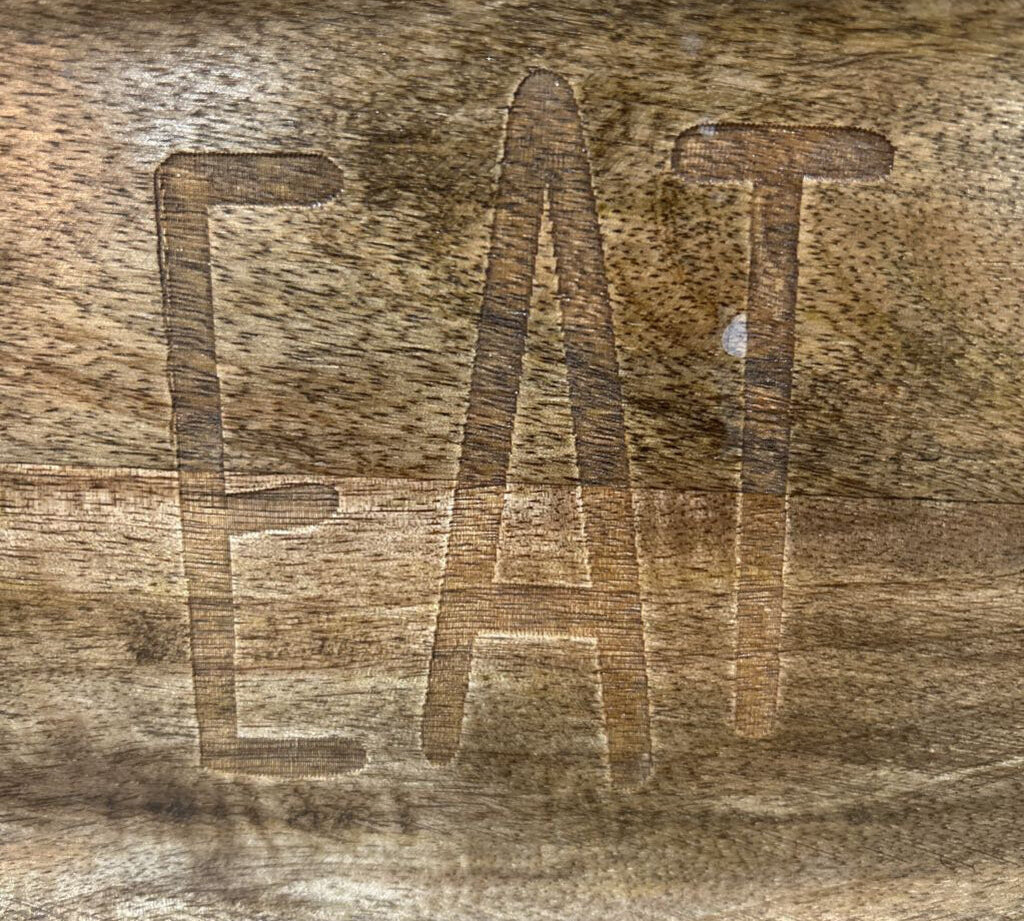Rustic Wooden "Eat" Tray ACCESSORIES 12w6d1h