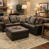 Denali Steel Genuine Italian Leather 2-Piece w/ Ottoman SECTIONAL 102w102d36h