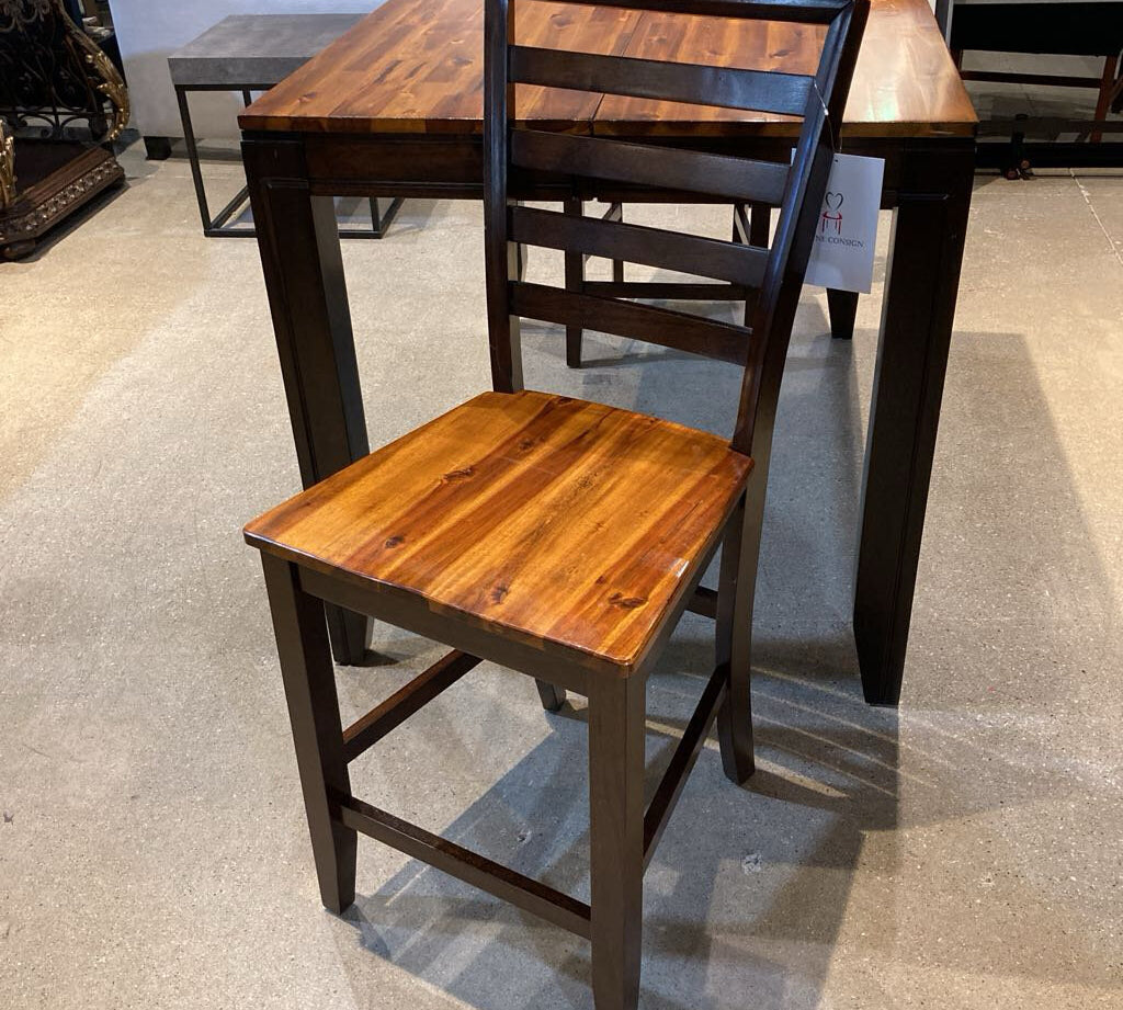 Slat Back Two-Tone Wood BAR/COUNTER STOOL 19w19d42h