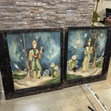 Set Of 2 MCM Chinoiserie Signed Prints ART WORK 32x36