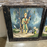 Set Of 2 MCM Chinoiserie Signed Prints ART WORK 32x36