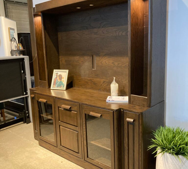 Darvin Furniture Illuminated Wood Entertainment Center On Casters FURNITURE 78w24d81h