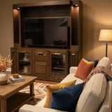 Darvin Furniture Illuminated Wood Entertainment Center On Casters FURNITURE 78w24d81h