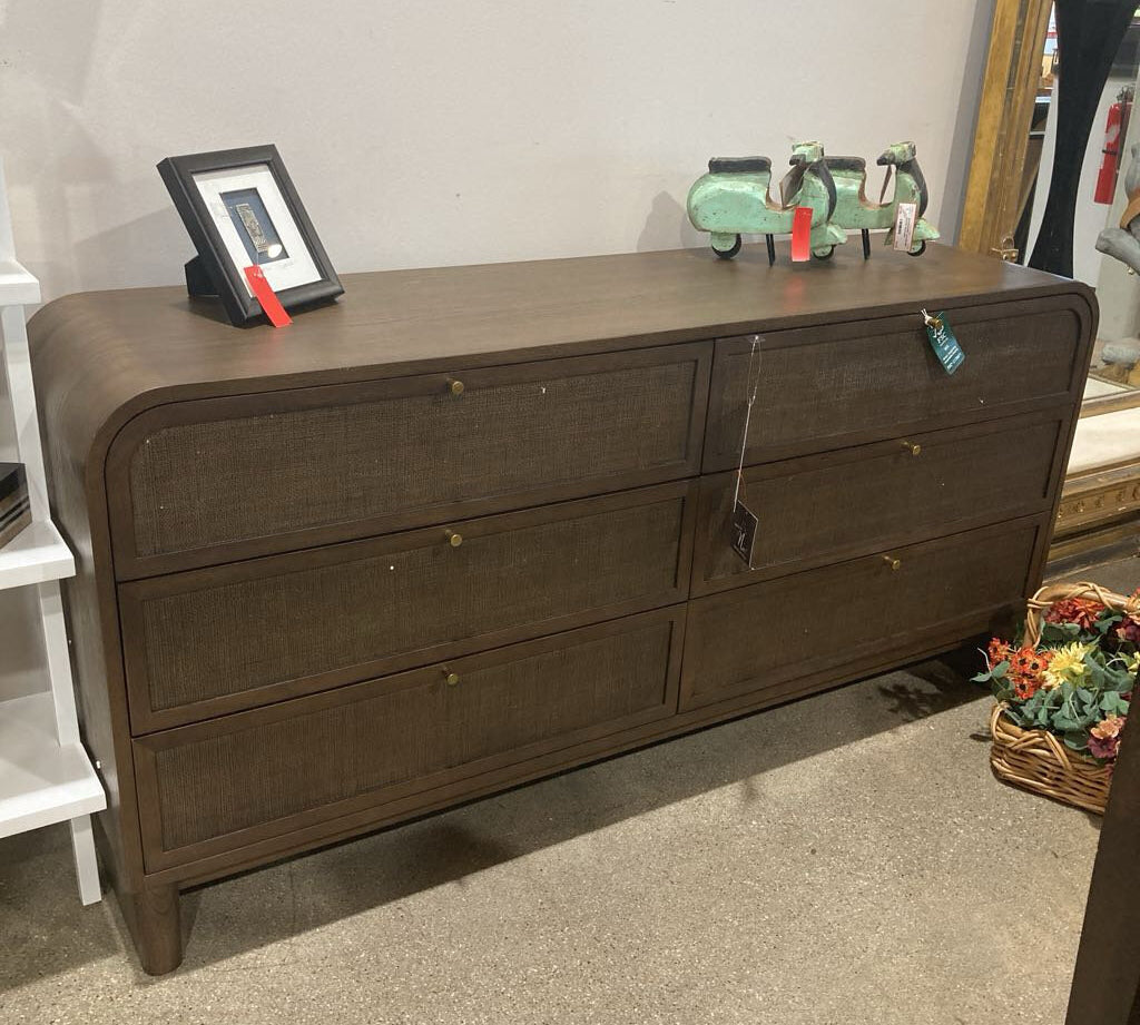 Lulu and Georgia Suzette Wide 6-Drawer DRESSERS/CHESTS Smoked Oak 66w17d32h