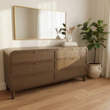 Lulu and Georgia Suzette Wide 6-Drawer DRESSERS/CHESTS Smoked Oak 66w17d32h