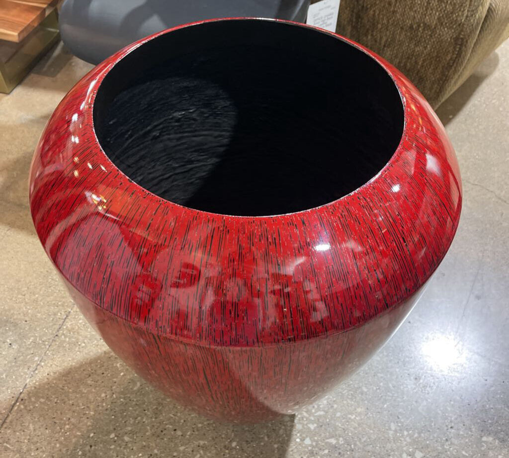Oversized Fiberglass Lacquer Planter ACCESSORIES Red 20Wx27H