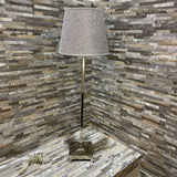 Tall and Slender Chrome Base w/ Woven Shade TABLE LAMP 10Wx31H
