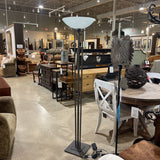 Modern Gun Metal Base w/ Glass Shade Torchier w/ Floor Dimmer Switch FLOOR LAMP 16Wx71H