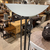 Modern Gun Metal Base w/ Glass Shade Torchier w/ Floor Dimmer Switch FLOOR LAMP 16Wx71H
