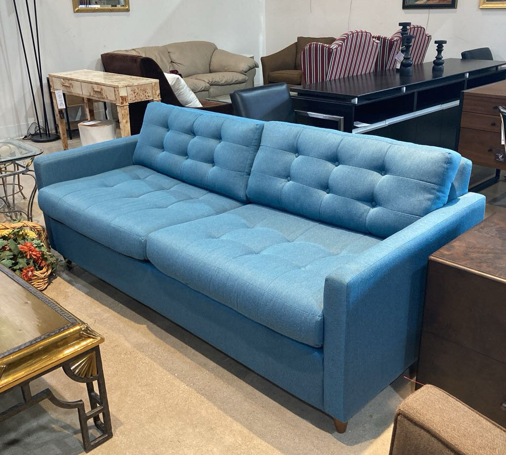 Joybird Eliot Tufted Cushion Sleeper SOFA Turquoise 79Wx38Dx34H