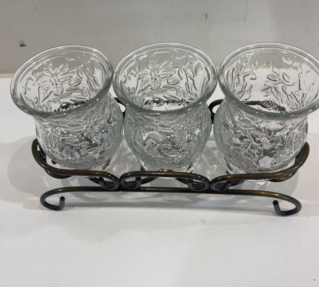 3-Candle Votive Set w/ Metal Pedestal ACCESSORIES 9Wx3.5Dx5H