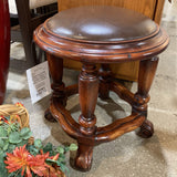 Walter E. Smithe Walnut Stool w/ Leather Seat BAR/COUNTER STOOL 17.5d19h