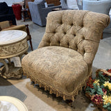 Walter E.Smithe Boudoir Tufted Chair On Casters w/ Ottoman CHAIR 32w26d34h