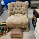 Walter E.Smithe Boudoir Tufted Chair On Casters w/ Ottoman CHAIR 32w26d34h