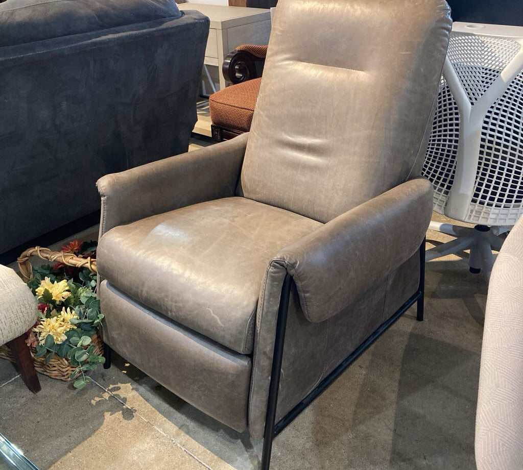 Arhaus Agner Leather Power Recliner RECLINERS Grey & Black 30w32d40h