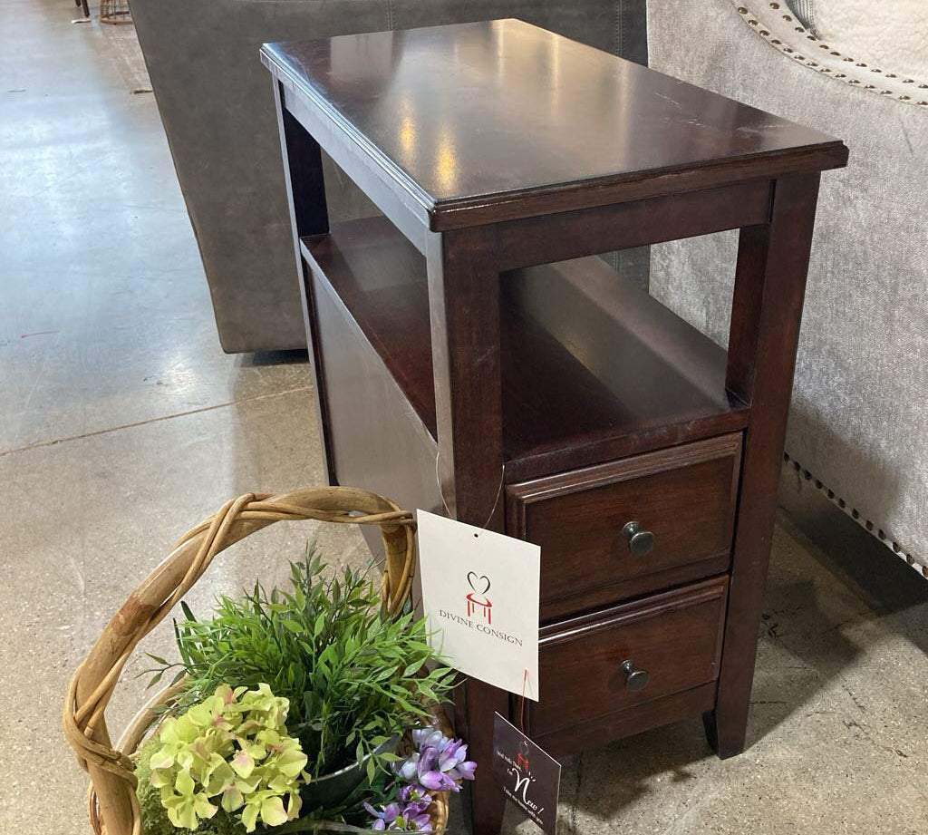 Marcus 2-Drawer SIDE TABLE Dark Brown 12w24d24h