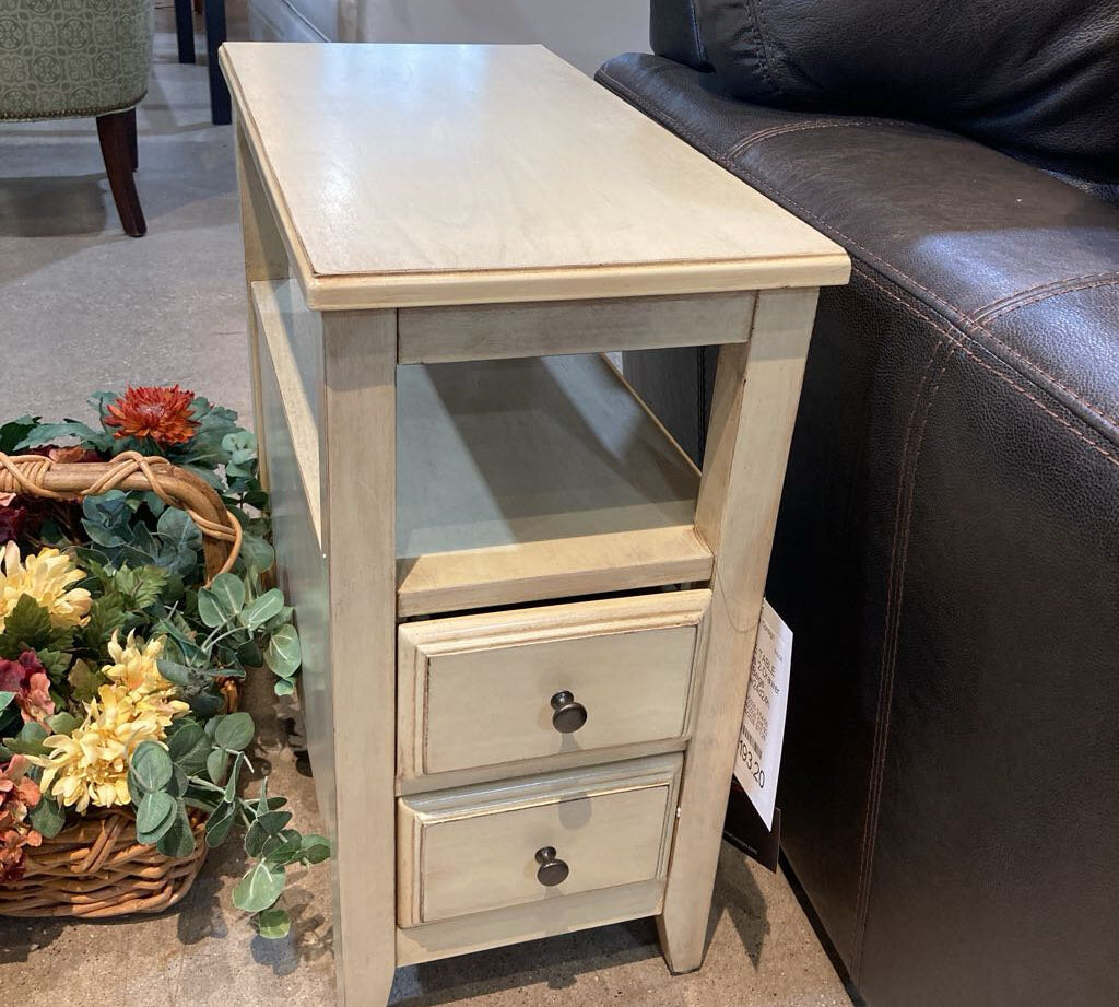 Marcus 2-Drawer SIDE TABLE Beige 12w24d24h