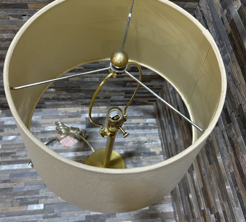 Kate Spade Brass Column w/ Linen Shade TABLE LAMP 12d24h
