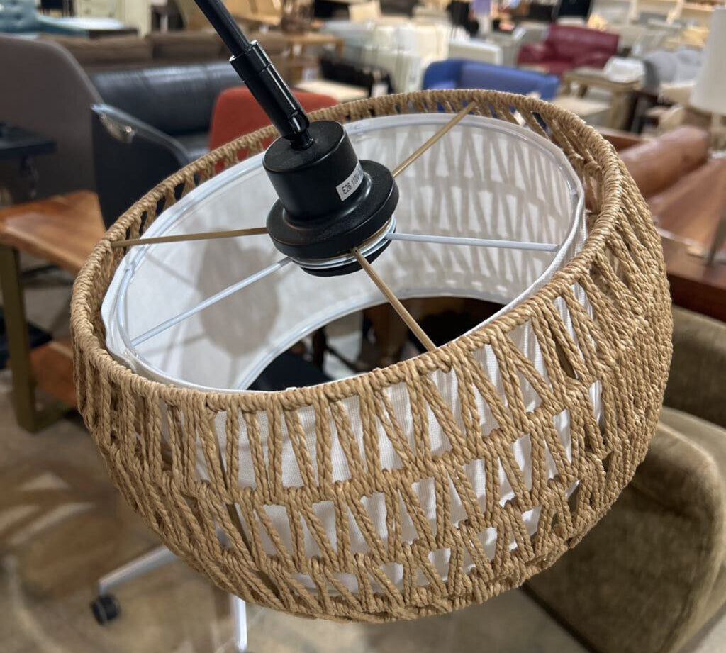 Arc Lamp w/ Rattan Shade FLOOR LAMP 11d62h
