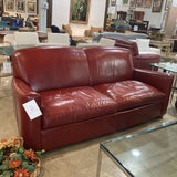 Crate & Barrel Sienna Leather SOFA Red 82w35d36h