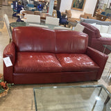 Crate & Barrel Sienna Leather SOFA Red 82w35d36h