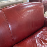 Crate & Barrel Sienna Leather SOFA Red 82w35d36h