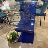 70's Vintage Modern Acrylic Z-Cantilever DINING CHAIRS Blue 16Wx21Dx36H