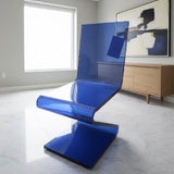 70's Vintage Modern Acrylic Z-Cantilever DINING CHAIRS Blue 16Wx21Dx36H