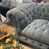 Restoration Hardware Kensington Tufted Velvet Oversized on Casters CHAIR Blue 47Wx38Dx30H