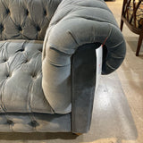 Restoration Hardware Kensington Tufted Velvet Oversized on Casters CHAIR Blue 47Wx38Dx30H
