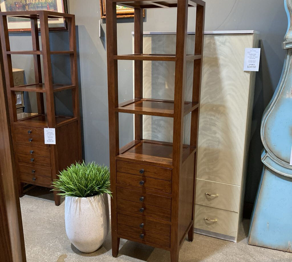 Dark Wood 3-Drawer Shelving Unit FURNITURE 20Wx18Dx72H