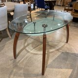Oval Glass Top w/ Sculptural Base DINING TABLE 60Wx36Dx29.5H