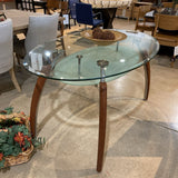Oval Glass Top w/ Sculptural Base DINING TABLE 60Wx36Dx29.5H