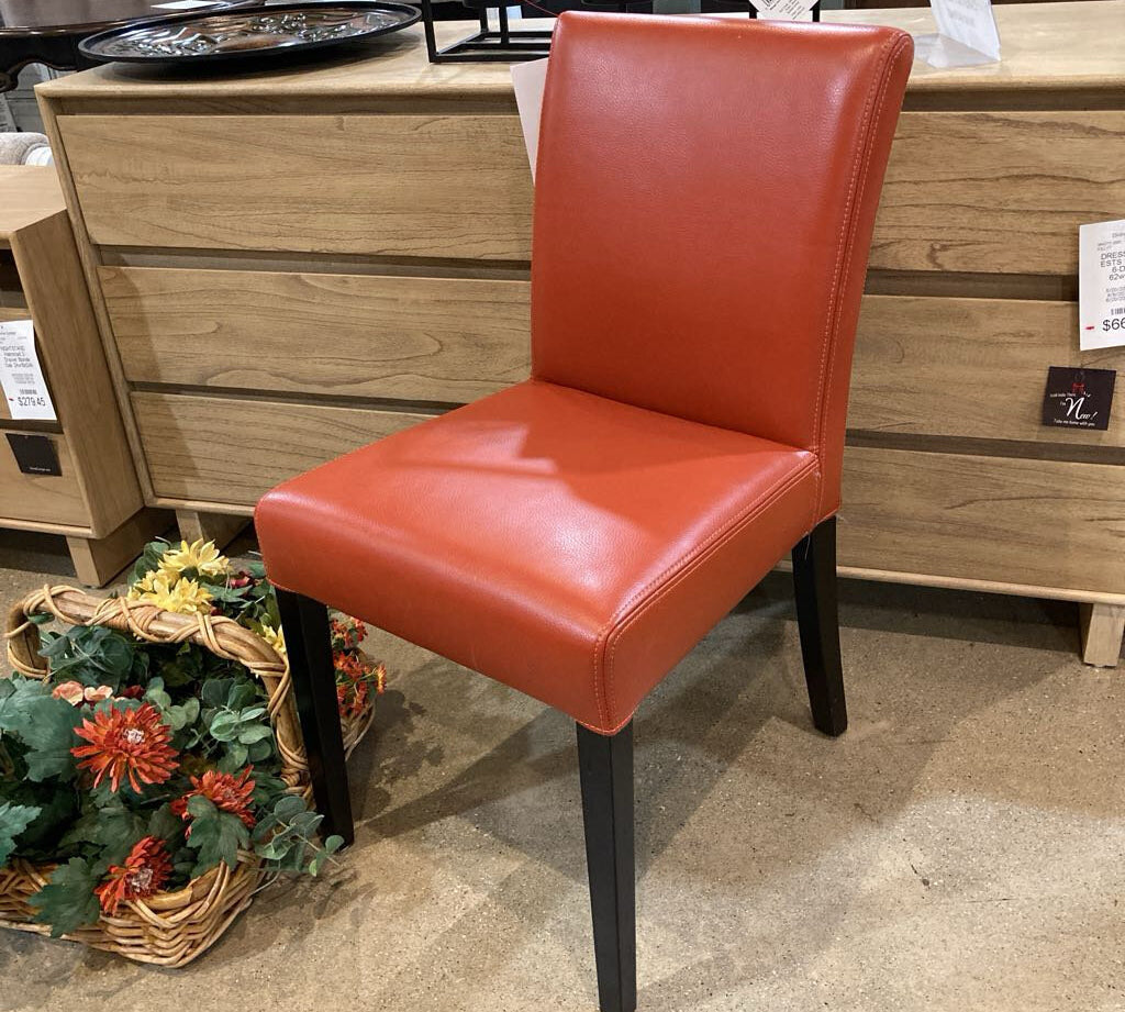 Vegan Leather Armless DINING CHAIRS Orange 18Wx28Dx24H