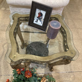 Ornate Base w/ Glass Top SIDE TABLE 25Wx24H
