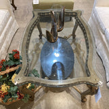 Glass Top Ornate Base COFFEE/COCKTAIL TABLE 51Wx32Dx20H