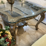 Glass Top Ornate Base COFFEE/COCKTAIL TABLE 51Wx32Dx20H
