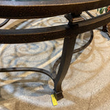 Iron Scrollwork Base Oval Glass Top COFFEE/COCKTAIL TABLE 48Wx34Dx17H